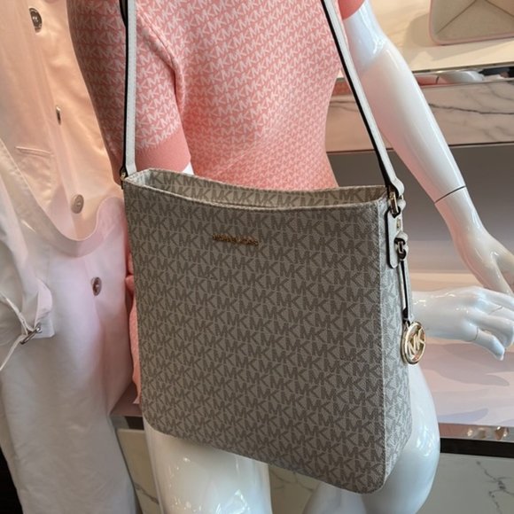 Michael Kors Jet Set Travel Large Messenger Crossbody Bag Light Cream Multi - Picture 16 of 16